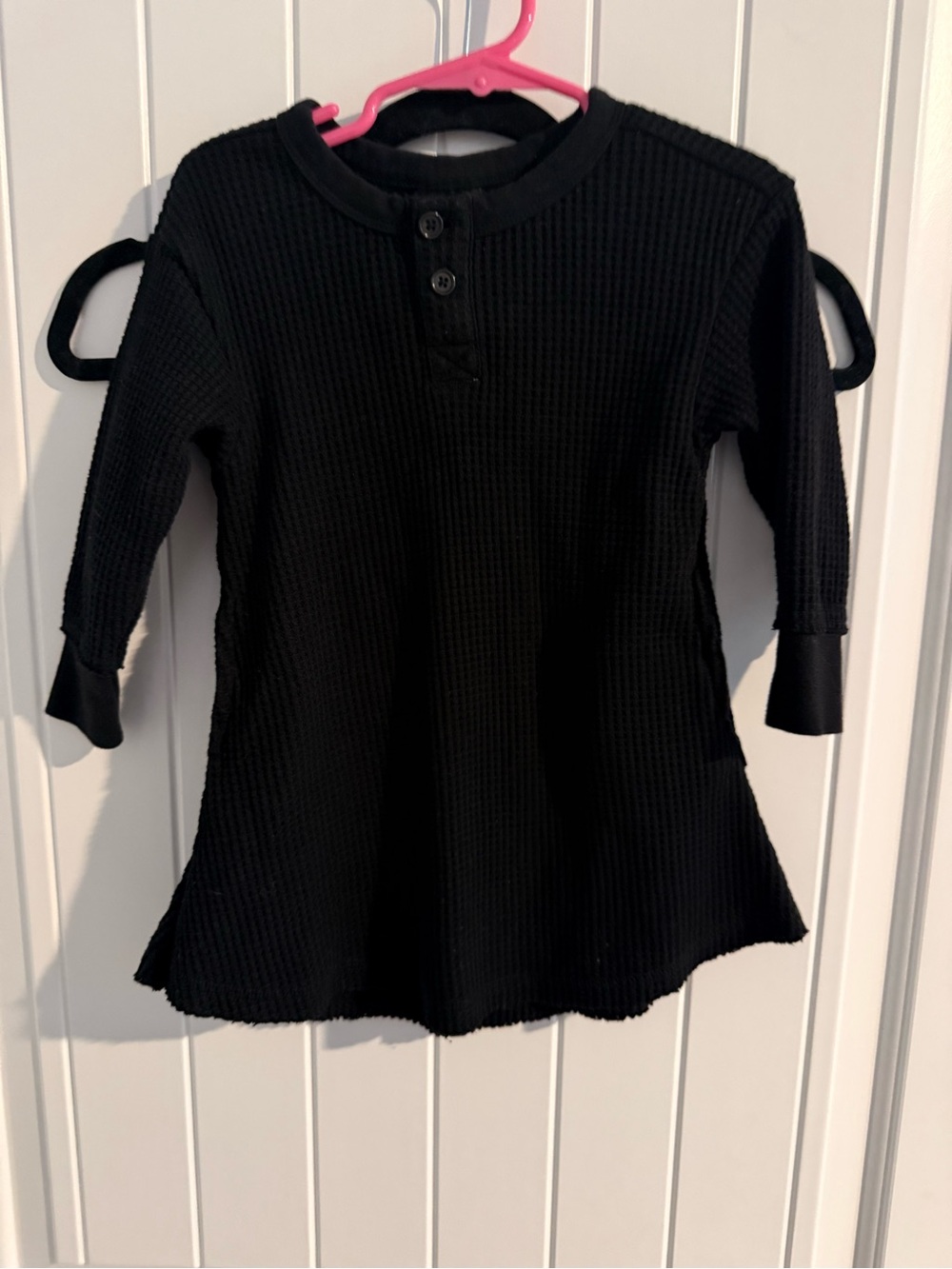 Little Bipsy Black Waffle Knit Henley Dress 12–18M Toddler